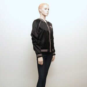 Ashley by 26 Int’l Embroider Floral Bomber Jacket Black Women XL